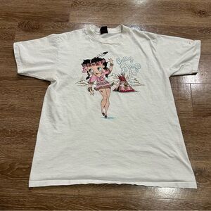 Vintage Betty Boop Diamond Dust Size XL T Shirt Native Indian 90s Feather USA